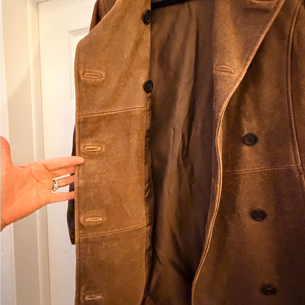 Gorgeous SUNDANCE leather Double-Breasted coat